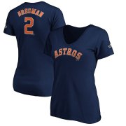 Wholesale Cheap Houston Astros #2 Alex Bregman Majestic Women's 2019 World Series Bound Name & Number V-Neck T-Shirt Navy