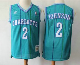 Wholesale Cheap Men\'s Charlotte Hornets #2 Larry Johnson 1992-93 Blue Hardwood Classics Soul Swingman Throwback Jersey With Adidas
