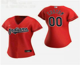 Wholesale Cheap Women\'s Custom Cleveland Indians 2020 Red Alternate Nike Jersey