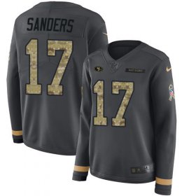 Wholesale Cheap Nike 49ers #17 Emmanuel Sanders Anthracite Salute to Service Women\'s Stitched NFL Limited Therma Long Sleeve Jersey