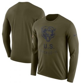 Wholesale Cheap Men\'s Chicago Bears Nike Olive Salute to Service Sideline Legend Performance Long Sleeve T-Shirt