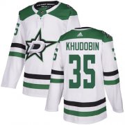 Cheap Adidas Stars #35 Anton Khudobin White Road Authentic Stitched NHL Jersey