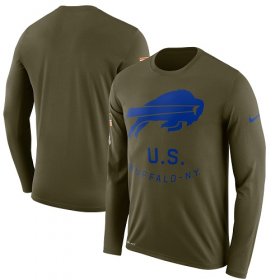 Wholesale Cheap Men\'s Buffalo Bills Nike Olive Salute to Service Sideline Legend Performance Long Sleeve T-Shirt