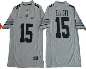 Wholesale Cheap Men\'s Ohio State Buckeyes #15 Ezekiel Elliott Gridiron Gray II Limited Stitched College Football Nike NCAA Jersey