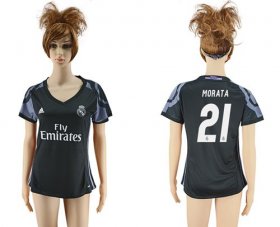 Wholesale Cheap Women\'s Real Madrid #21 Morata Sec Away Soccer Club Jersey