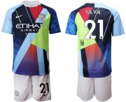 Wholesale Cheap Manchester City #21 Silva Nike Cooperation 6th Anniversary Celebration Soccer Club Jersey