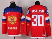 Wholesale Cheap 2014 Olympic Team Russia #30 Andrei Vasilevski Red Stitched NHL Jersey