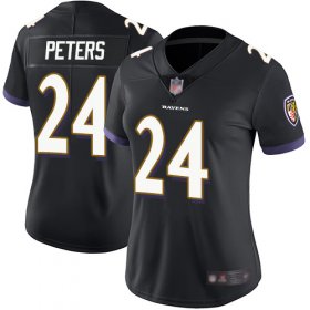 Wholesale Cheap Nike Ravens #24 Marcus Peters Black Alternate Women\'s Stitched NFL Vapor Untouchable Limited Jersey