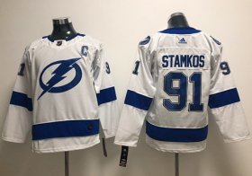 Wholesale Cheap Adidas Lightning #91 Steven Stamkos White Road Authentic Stitched Youth NHL Jersey
