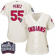 Wholesale Cheap Indians #55 Roberto Perez Cream 2016 World Series Bound Women's Alternate Stitched MLB Jersey