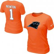 Wholesale Cheap Women's Nike Carolina Panthers #1 Cam Newton Name & Number T-Shirt Orange