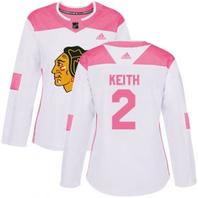 Wholesale Cheap Adidas Blackhawks #2 Duncan Keith White/Pink Authentic Fashion Women\'s Stitched NHL Jersey