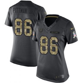 Wholesale Cheap Nike Colts #86 Michael Pittman Jr. Black Women\'s Stitched NFL Limited 2016 Salute to Service Jersey