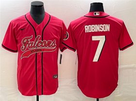 Wholesale Cheap Men\'s Atlanta Falcons #7 Bijan Robinson Red With Patch Cool Base Stitched Baseball Jersey