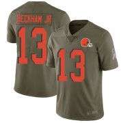 Wholesale Cheap Nike Browns #13 Odell Beckham Jr Olive Men's Stitched NFL Limited 2017 Salute To Service Jersey