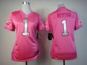 Wholesale Cheap Nike Panthers #1 Cam Newton Pink Women's Be Luv'd Stitched NFL Elite Jersey