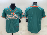 Wholesale Cheap Men's Miami Dolphins Blank Aqua With Patch Cool Base Stitched Baseball Jersey