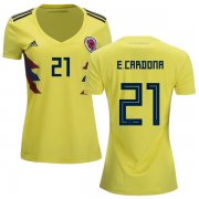 Wholesale Cheap Women's Colombia #21 E.Cardona Home Soccer Country Jersey