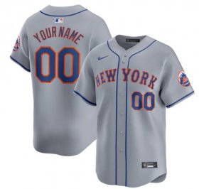 Cheap Men\'s New York Mets Active Player Cutsom 2024 Gray Away Limited Stitched Baseball Jersey