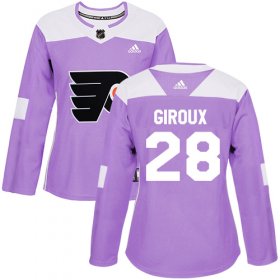 Wholesale Cheap Adidas Flyers #28 Claude Giroux Purple Authentic Fights Cancer Women\'s Stitched NHL Jersey