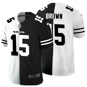 Cheap Baltimore Ravens #15 Marquise Brown Men\'s Black V White Peace Split Nike Vapor Untouchable Limited NFL Jersey