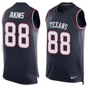 Wholesale Cheap Nike Texans #88 Jordan Akins Navy Blue Team Color Men's Stitched NFL Limited Tank Top Jersey