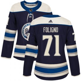 Wholesale Cheap Adidas Blue Jackets #71 Nick Foligno Navy Alternate Authentic Women\'s Stitched NHL Jersey