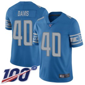 Wholesale Cheap Nike Lions #40 Jarrad Davis Blue Team Color Men\'s Stitched NFL 100th Season Vapor Limited Jersey