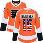 Wholesale Cheap Adidas Flyers #15 Matt Niskanen Orange Home Authentic USA Flag Women's Stitched NHL Jersey