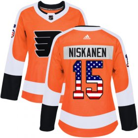 Wholesale Cheap Adidas Flyers #15 Matt Niskanen Orange Home Authentic USA Flag Women\'s Stitched NHL Jersey