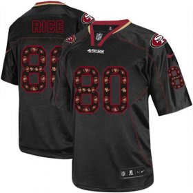 Wholesale Cheap Nike 49ers #80 Jerry Rice New Lights Out Black Men\'s Stitched NFL Elite Jersey