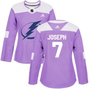 Cheap Adidas Lightning #7 Mathieu Joseph Purple Authentic Fights Cancer Women's Stitched NHL Jersey
