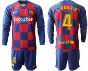 Wholesale Cheap Barcelona #4 I.Rakitic Home Long Sleeves Soccer Club Jersey