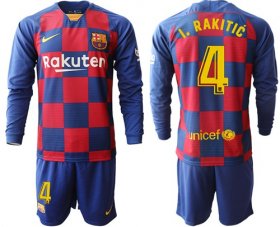 Wholesale Cheap Barcelona #4 I.Rakitic Home Long Sleeves Soccer Club Jersey