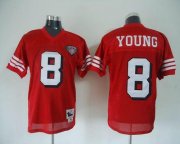 Wholesale Cheap Mitchell And Ness 75TH 49ers #8 Steve Young Red Stitched Throwback NFL Jersey