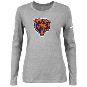 Wholesale Cheap Women\'s Nike Chicago Bears Of The City Long Sleeve Tri-Blend NFL T-Shirt Light Grey
