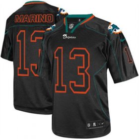 Wholesale Cheap Nike Dolphins #13 Dan Marino Lights Out Black Men\'s Stitched NFL Elite Jersey