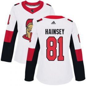 Wholesale Cheap Adidas Senators #81 Ron Hainsey White Road Authentic Women\'s Stitched NHL Jersey