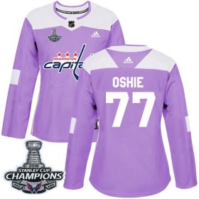 Wholesale Cheap Adidas Capitals #77 T.J. Oshie Purple Authentic Fights Cancer Stanley Cup Final Champions Women\'s Stitched NHL Jersey