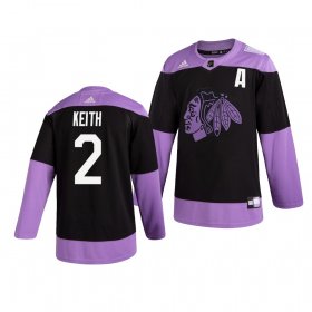 Wholesale Cheap Chicago Blackhawks #2 Duncan Keith Adidas Men\'s Hockey Fights Cancer Practice NHL Jersey Black