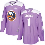 Wholesale Cheap Adidas Islanders #1 Thomas Greiss Purple Authentic Fights Cancer Stitched NHL Jersey