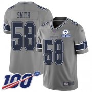 Wholesale Cheap Nike Cowboys #58 Aldon Smith Gray Men's Stitched With Established In 1960 Patch NFL Limited Inverted Legend 100th Season Jersey