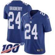 Wholesale Cheap Nike Giants #24 James Bradberry Royal Blue Team Color Men's Stitched NFL 100th Season Vapor Untouchable Limited Jersey