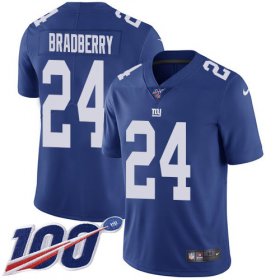 Wholesale Cheap Nike Giants #24 James Bradberry Royal Blue Team Color Men\'s Stitched NFL 100th Season Vapor Untouchable Limited Jersey