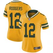 Wholesale Cheap Nike Packers #12 Aaron Rodgers Yellow Women's Stitched NFL Limited Rush Jersey