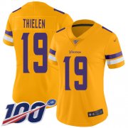 Wholesale Cheap Nike Vikings #19 Adam Thielen Gold Women's Stitched NFL Limited Inverted Legend 100th Season Jersey