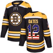 Wholesale Cheap Adidas Bruins #12 Adam Oates Black Home Authentic USA Flag Stitched NHL Jersey