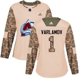 Wholesale Cheap Adidas Avalanche #1 Semyon Varlamov Camo Authentic 2017 Veterans Day Women\'s Stitched NHL Jersey