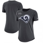Wholesale Cheap NFL Women's Los Angeles Rams Nike Anthracite Crucial Catch Tri-Blend Performance T-Shirt