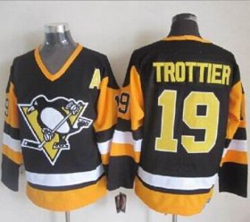 Wholesale Cheap Penguins #19 Bryan Trottier Black CCM Throwback Stitched NHL Jersey